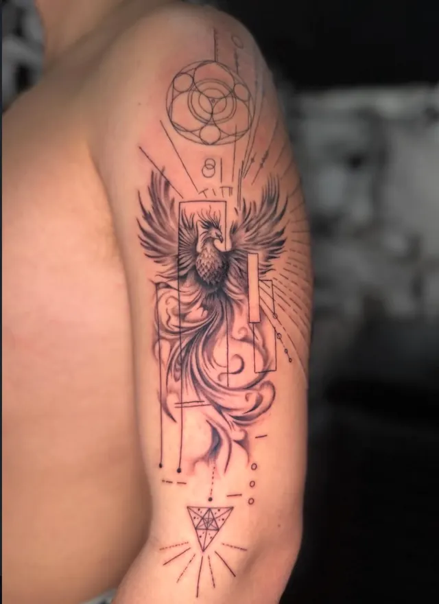 Phoenix with geometric details on the upper arm