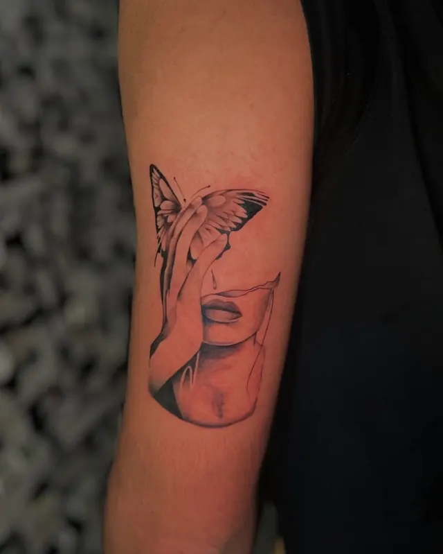 Woman’s face with a butterfly wing